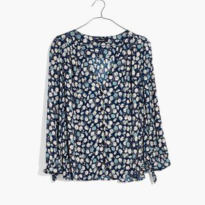 Tie-Sleeve Button-Down Top in French Floral